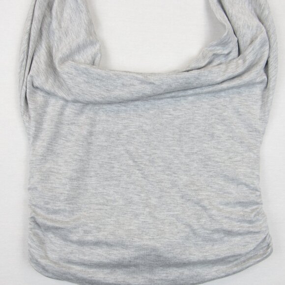 Women's Casual Deep V Halter Neck Draped Front Sexy Open Back Top Ruched - Picture 3 of 9